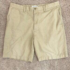 Alex Cannon Rowayton CT Khaki Shorts Mens Size 36 Cotton Casual Beige Flat Front
